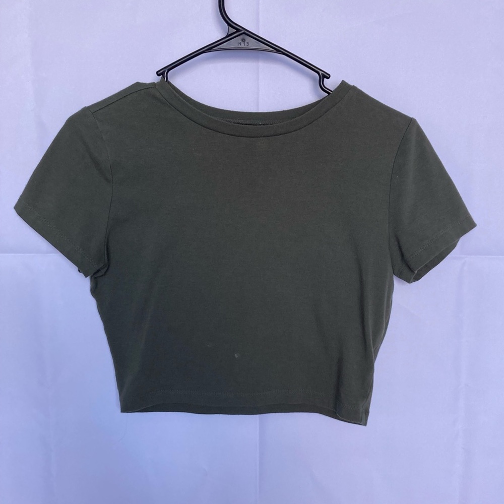 Olive Green cropped Tee